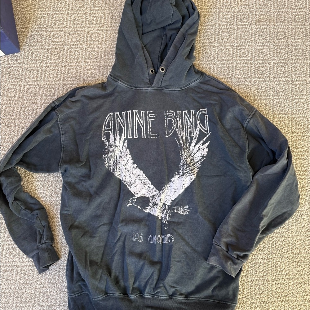 Anine Bing Gray Hoodie with Eagle Graphic